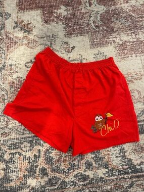 Vintage 80s Chi Omega Red Cotton Shorts, Size M/L